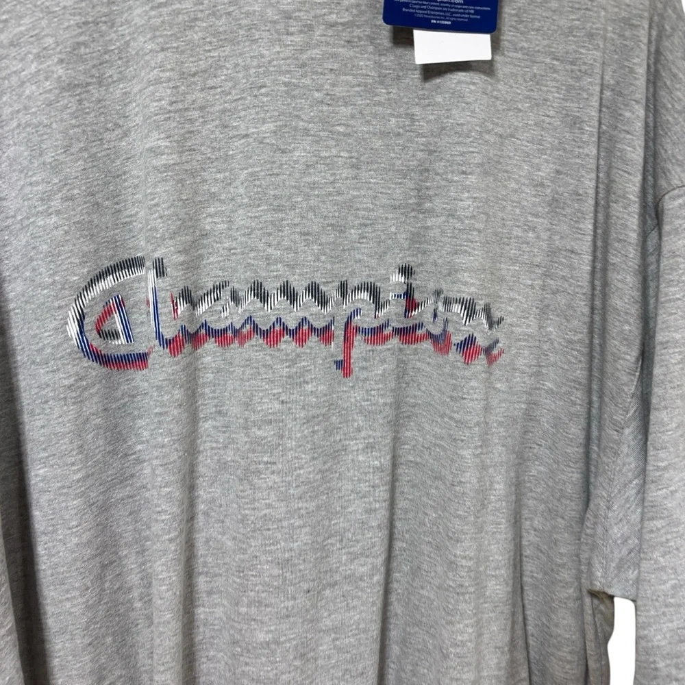 Champion Mens 2XLT Gray Heather Script Logo Big &‎ Tall Graphic T-Shirt NWT #491